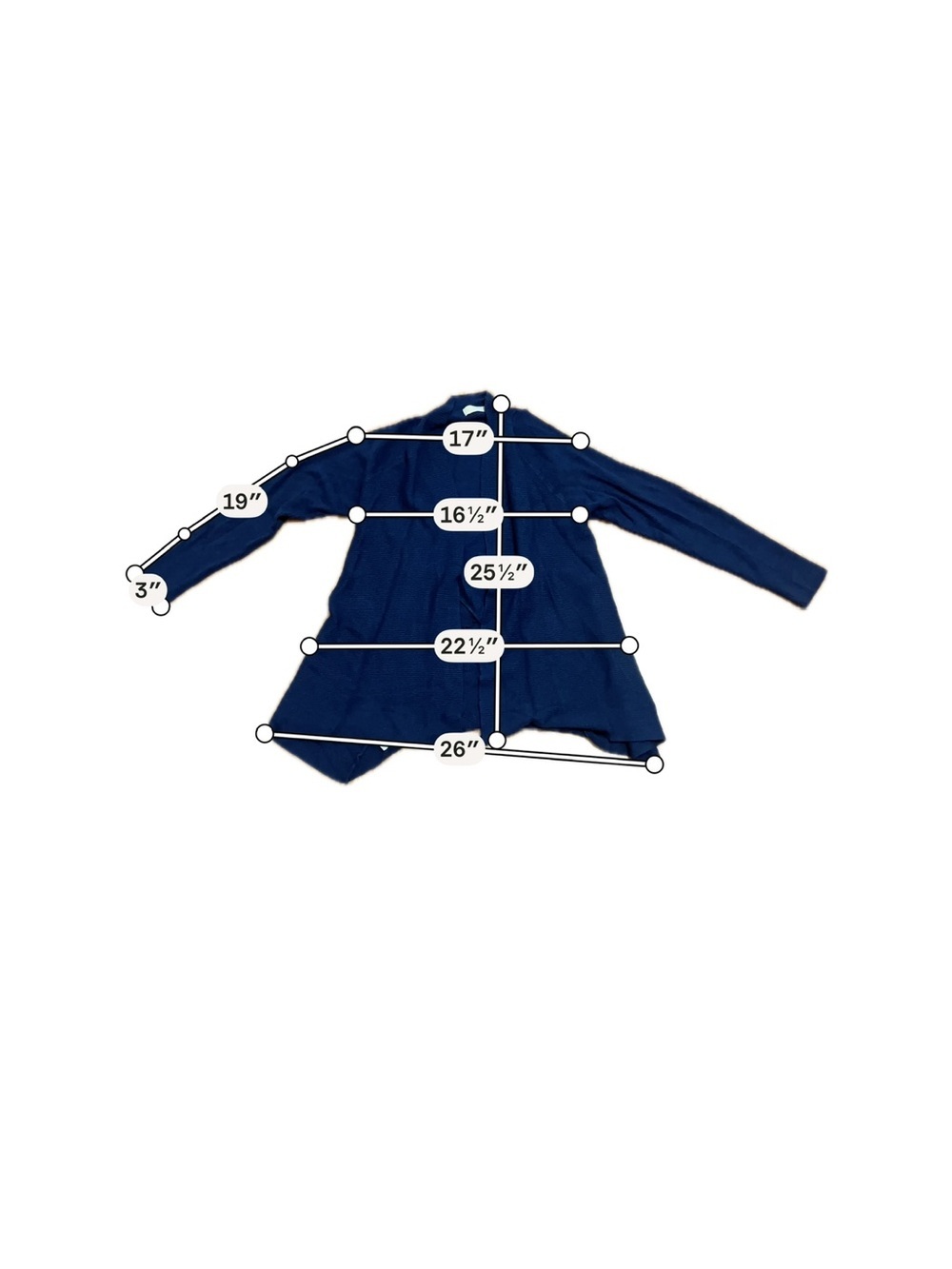 Christina Navy Ribbed Open Front Cardigan Sweater Women's Large - Picture 7 of 7